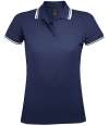 10578 Lds Pasadena SOL'S Ladies Pasadena Tipped Cotton Piqué Polo Shirt French Navy / White colour image